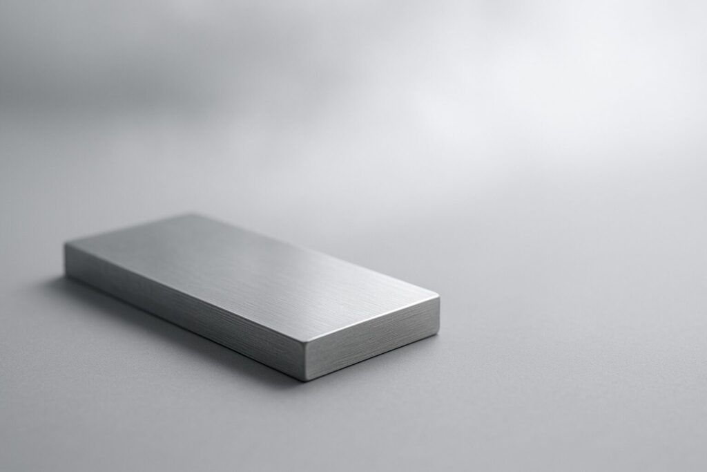 静かな光の中で金属の質感が映るミニマルなイメージ。金属が変質する前の“整った状態”を表すアイキャッチ。